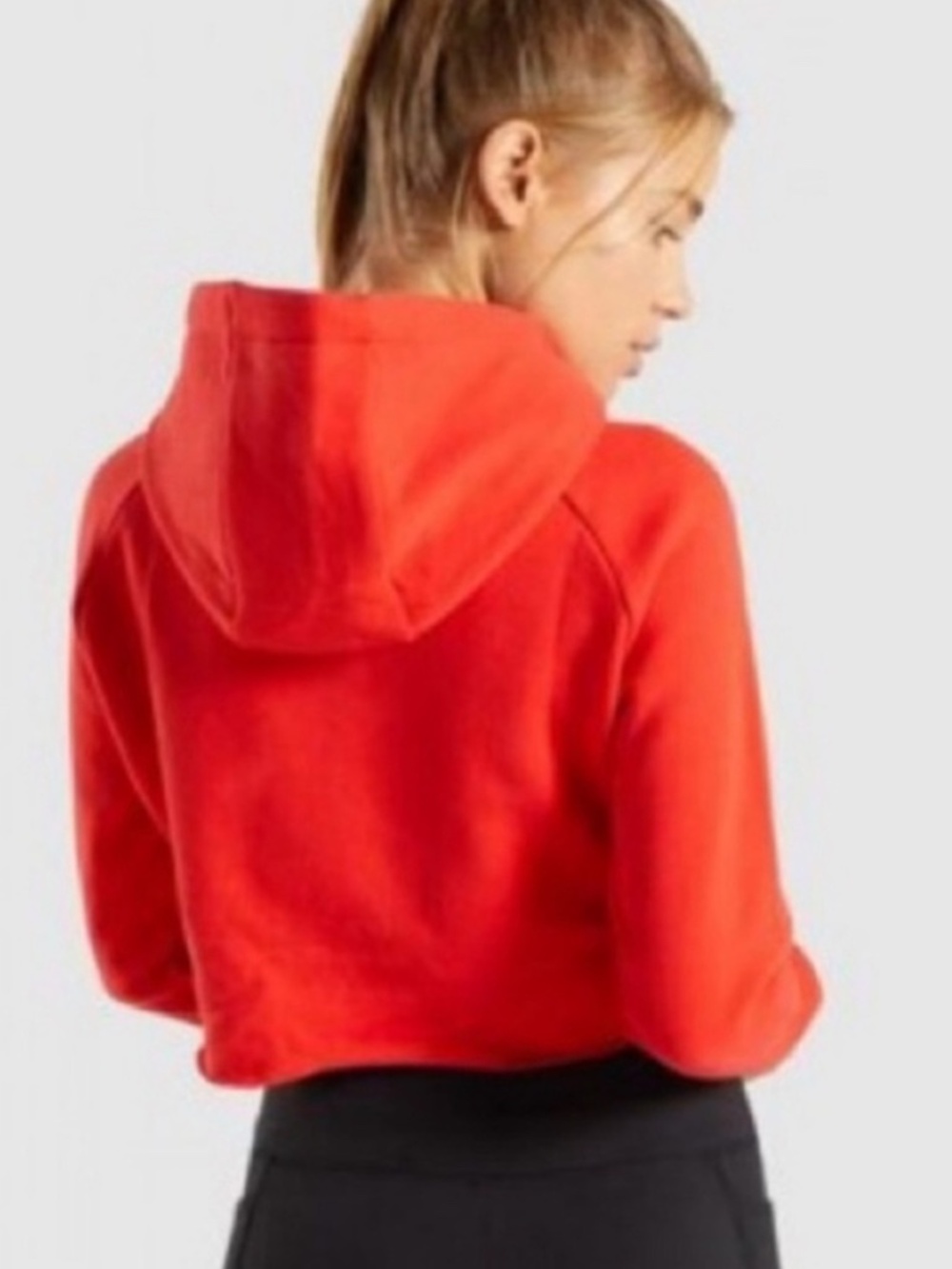 Gymshark Primary Cropped Hoodie Cut-Out Pullover Sweatshirt Top Pop Red Small S - Picture 3 of 10
